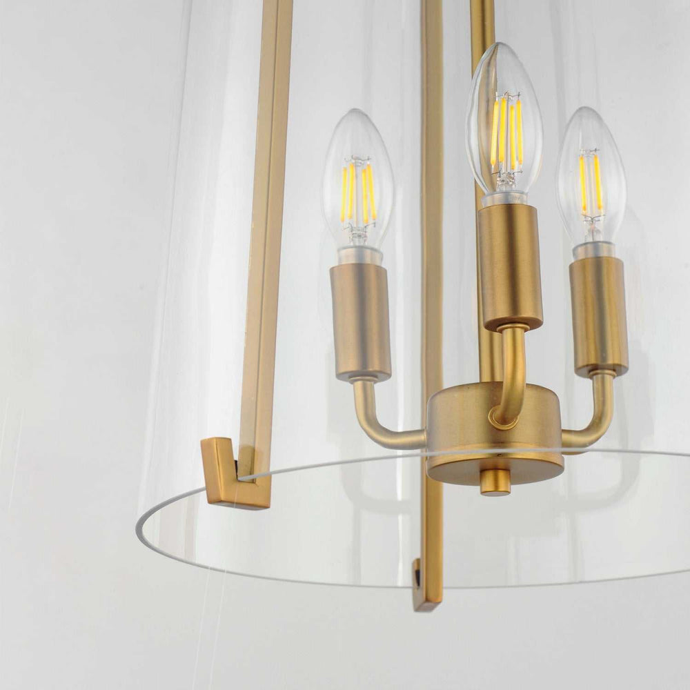 Bellmore Three Light Foyer Pendant in Natural Aged Brass Maxim