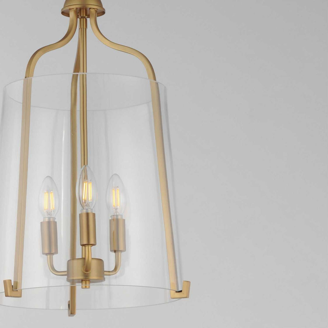 Bellmore Three Light Foyer Pendant in Natural Aged Brass Maxim