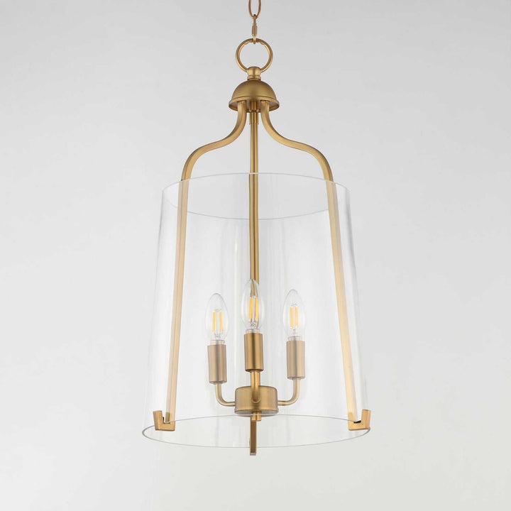 Bellmore Three Light Foyer Pendant in Natural Aged Brass Maxim