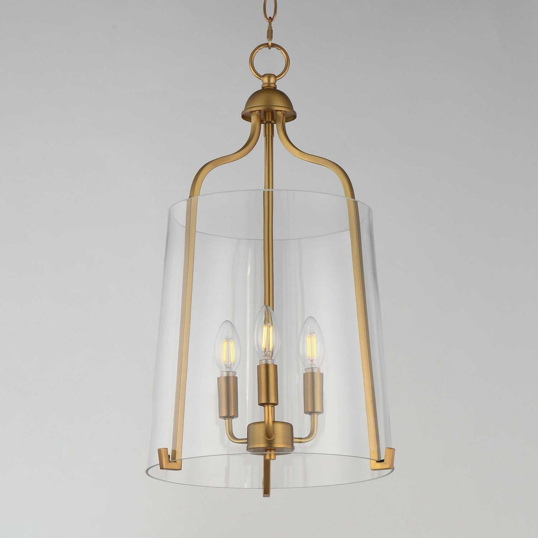 Bellmore Three Light Foyer Pendant in Natural Aged Brass Maxim