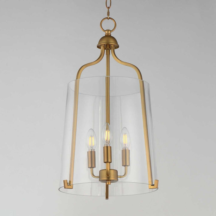 Bellmore Three Light Foyer Pendant in Natural Aged Brass Maxim