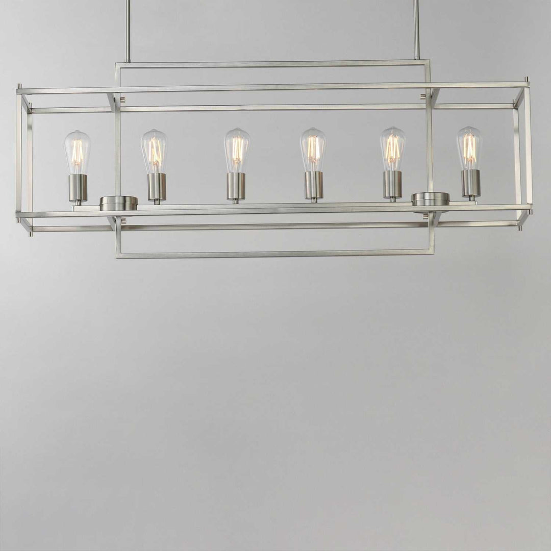 Maxim - 10416SN - Six Light Linear Pendant - Gridline - Satin Nickel