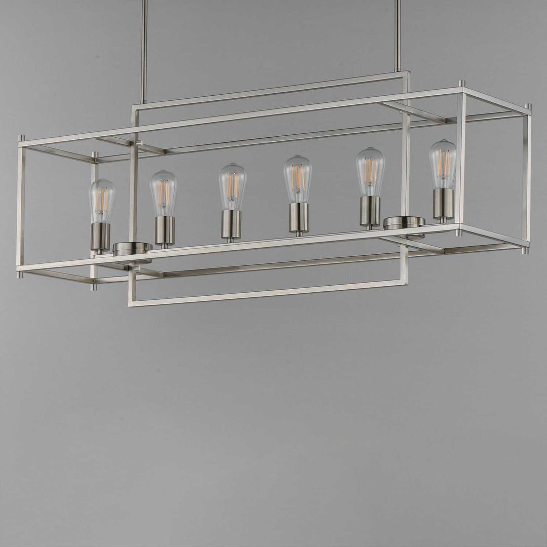 Maxim - 10416SN - Six Light Linear Pendant - Gridline - Satin Nickel