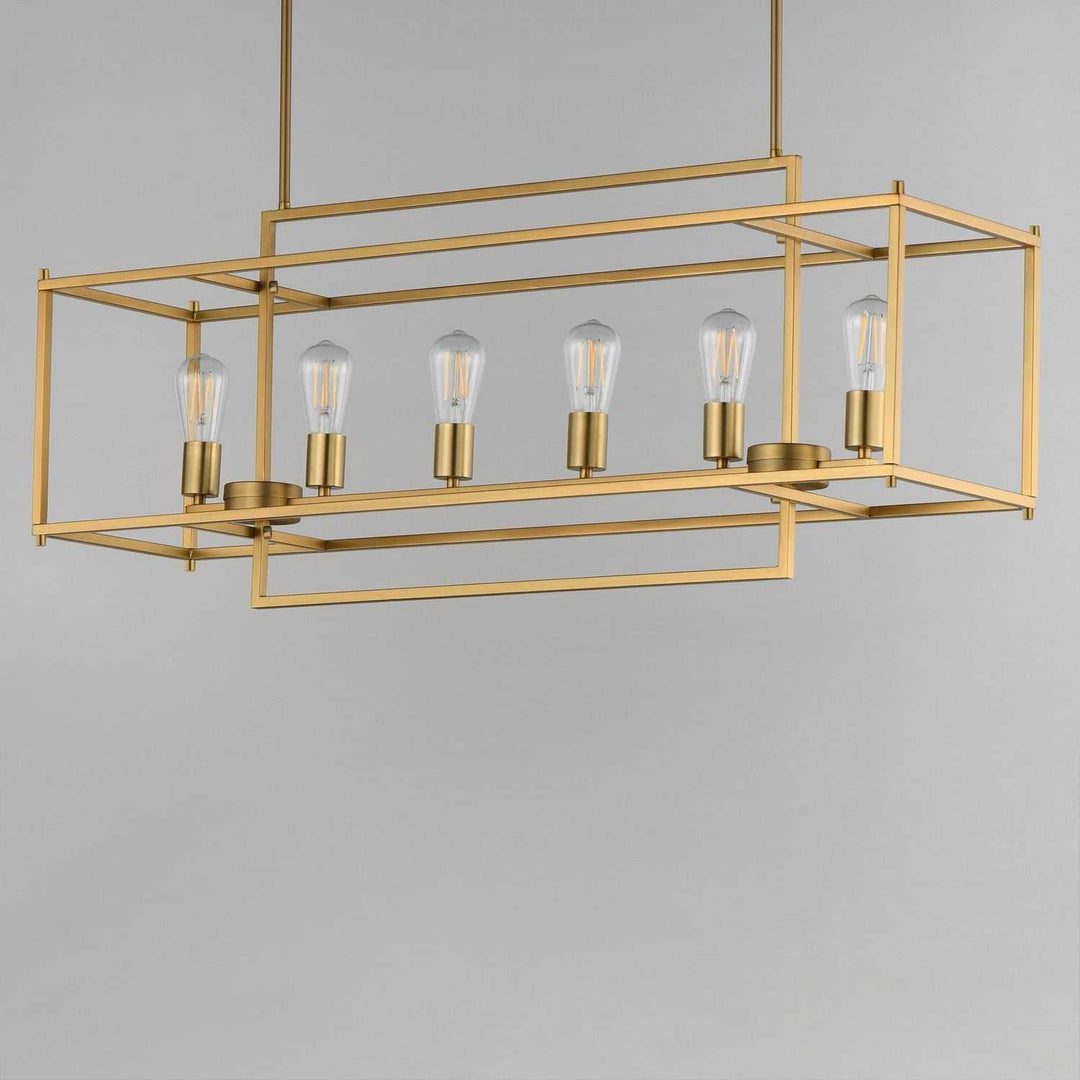 Maxim - 10416NAB - Six Light Linear Pendant - Gridline - Natural Aged Brass