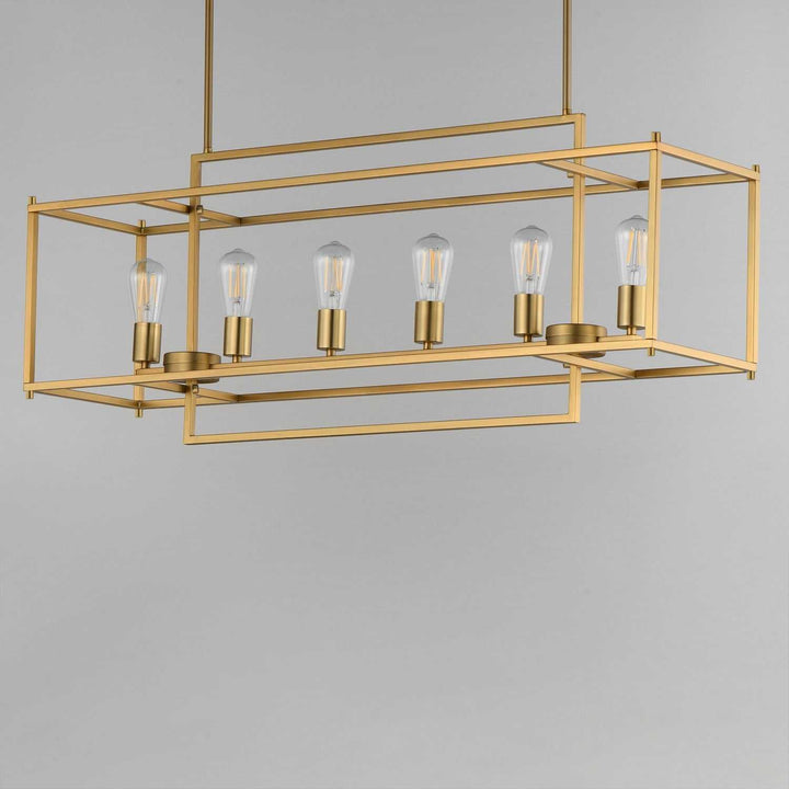 Maxim - 10416NAB - Six Light Linear Pendant - Gridline - Natural Aged Brass
