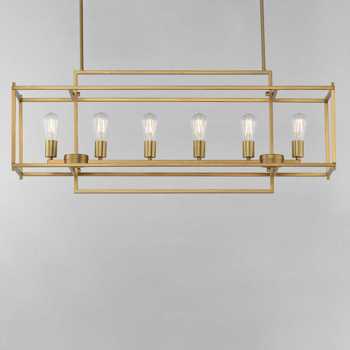 Maxim - 10416NAB - Six Light Linear Pendant - Gridline - Natural Aged Brass