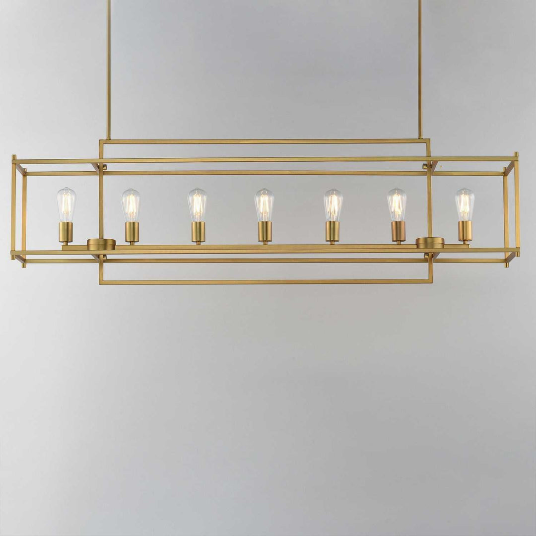 Maxim - 10417NAB - Seven Light Linear Pendant - Gridline - Natural Aged Brass