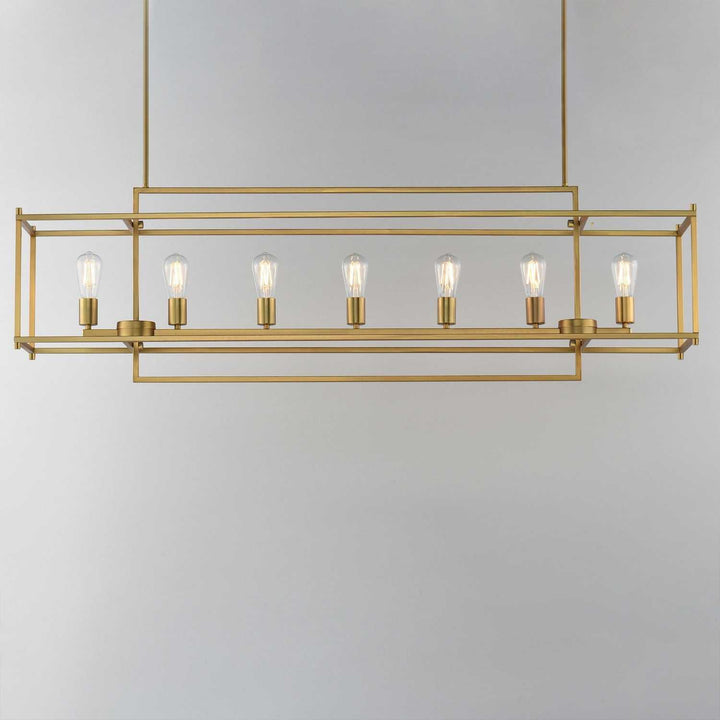 Maxim - 10417NAB - Seven Light Linear Pendant - Gridline - Natural Aged Brass