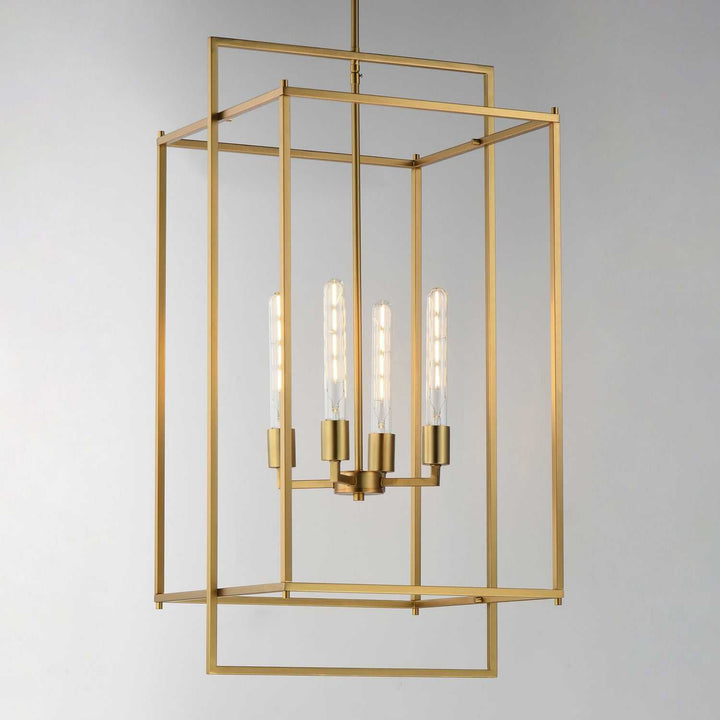 Maxim - 10413NAB - Four Light Pendant - Gridline - Natural Aged Brass