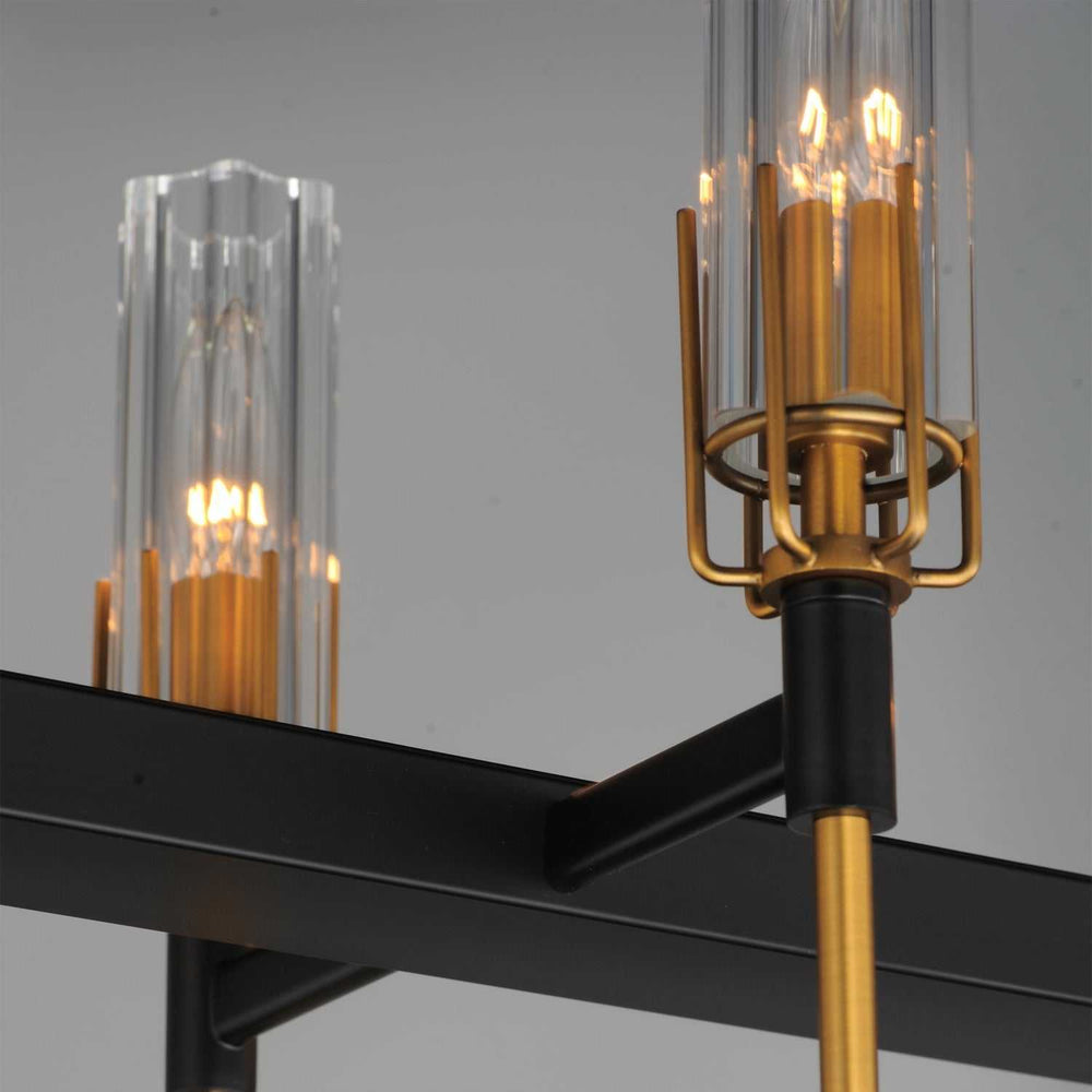 Maxim - 16119CLBKAB - Ten Light Linear Pendant - Flambeau - Black / Antique Brass