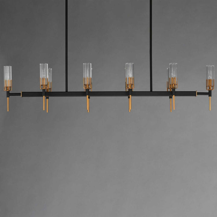 Maxim - 16119CLBKAB - Ten Light Linear Pendant - Flambeau - Black / Antique Brass