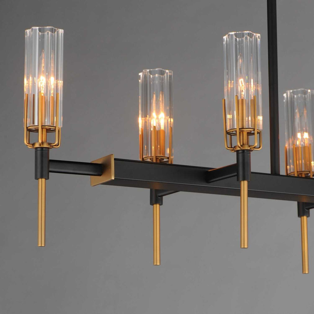 Maxim - 16119CLBKAB - Ten Light Linear Pendant - Flambeau - Black / Antique Brass