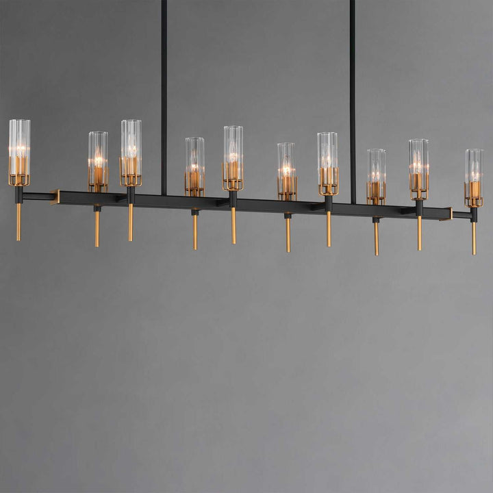 Maxim - 16119CLBKAB - Ten Light Linear Pendant - Flambeau - Black / Antique Brass