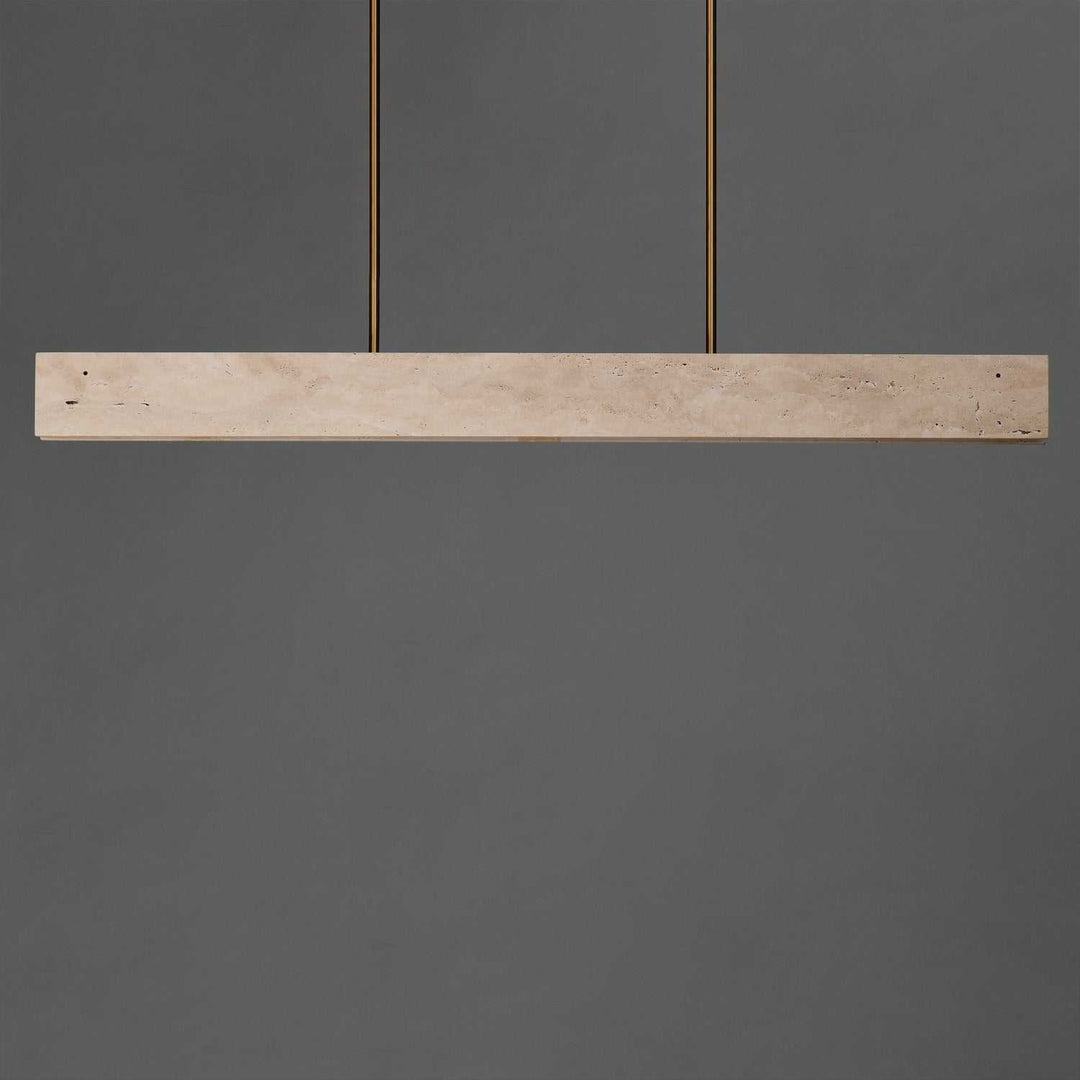 Lintel LED Linear Pendant in Travertine / Natural Aged Brass ET2
