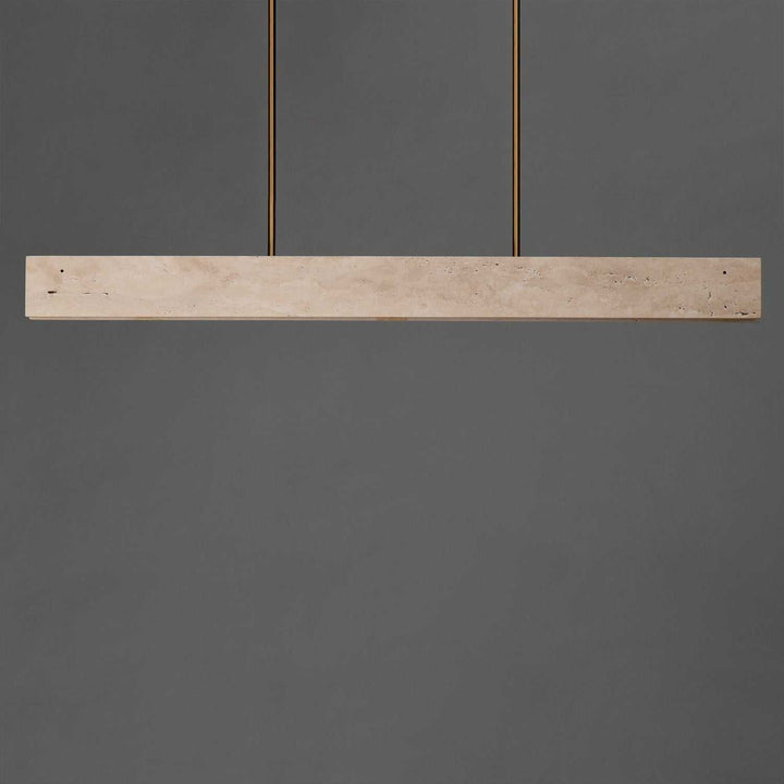 Lintel LED Linear Pendant in Travertine / Natural Aged Brass ET2