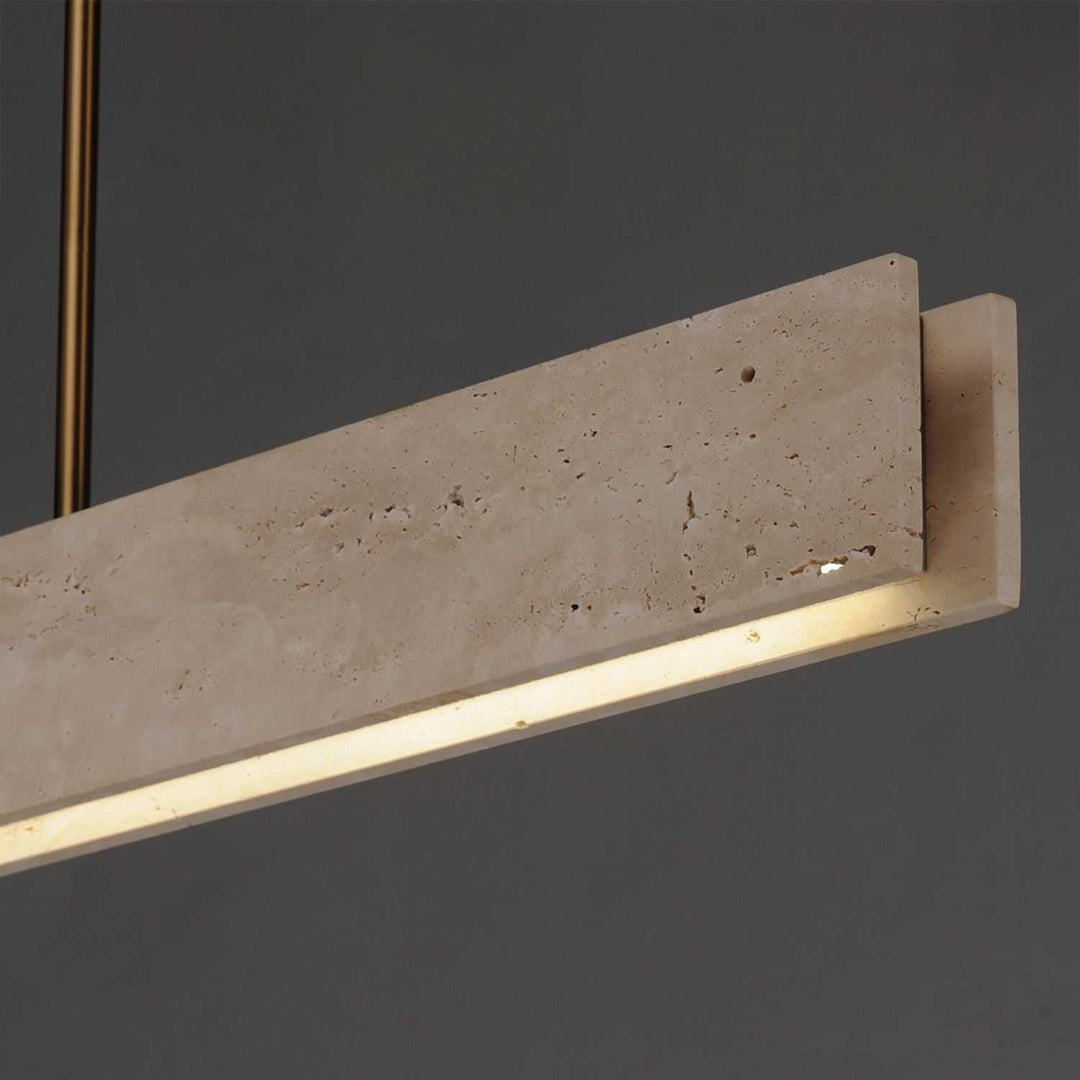 Lintel LED Linear Pendant in Travertine / Natural Aged Brass ET2