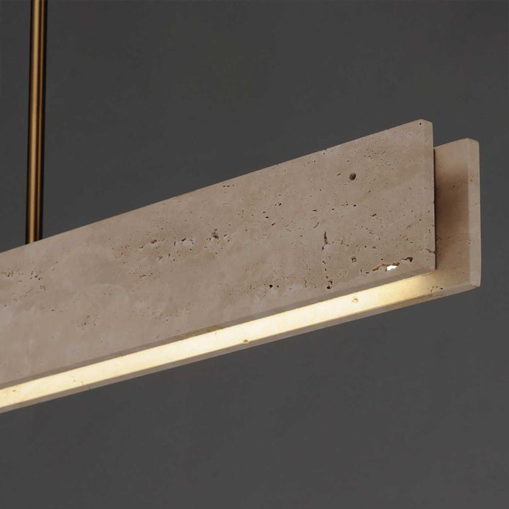 Lintel LED Linear Pendant in Travertine / Natural Aged Brass ET2