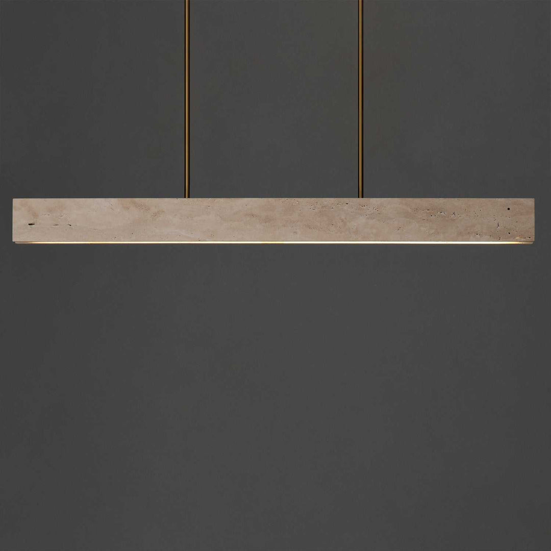 Lintel LED Linear Pendant in Travertine / Natural Aged Brass ET2