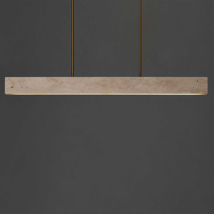 Lintel LED Linear Pendant in Travertine / Natural Aged Brass ET2