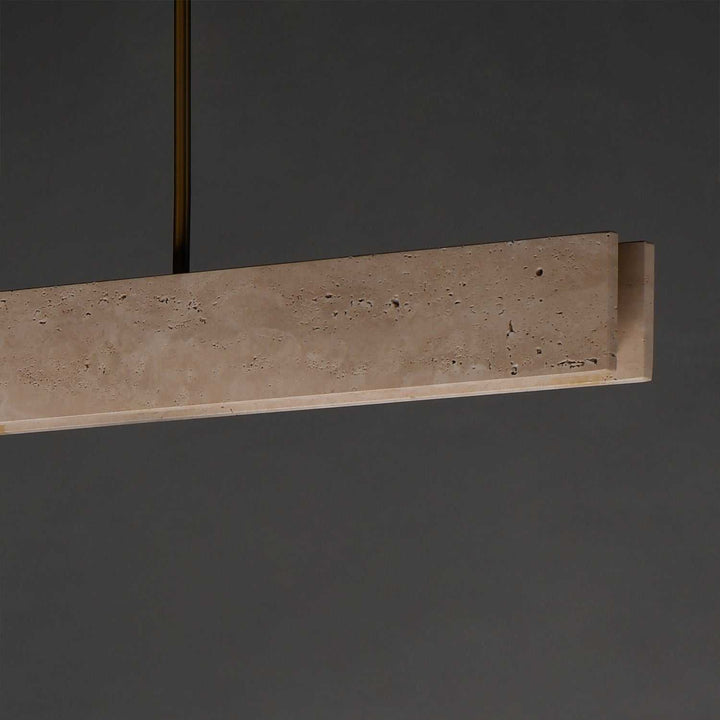 Lintel LED Linear Pendant in Travertine / Natural Aged Brass ET2