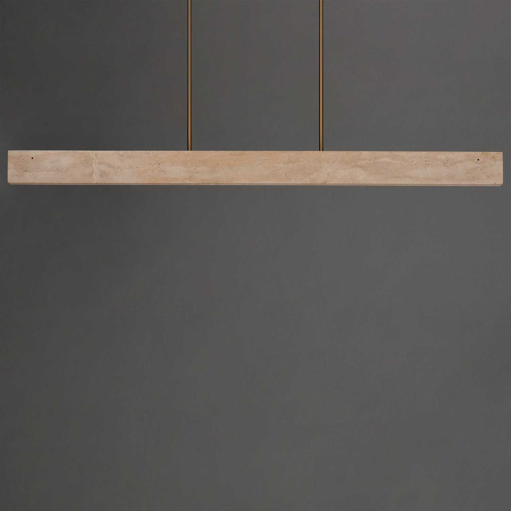 Lintel LED Linear Pendant in Travertine / Natural Aged Brass ET2
