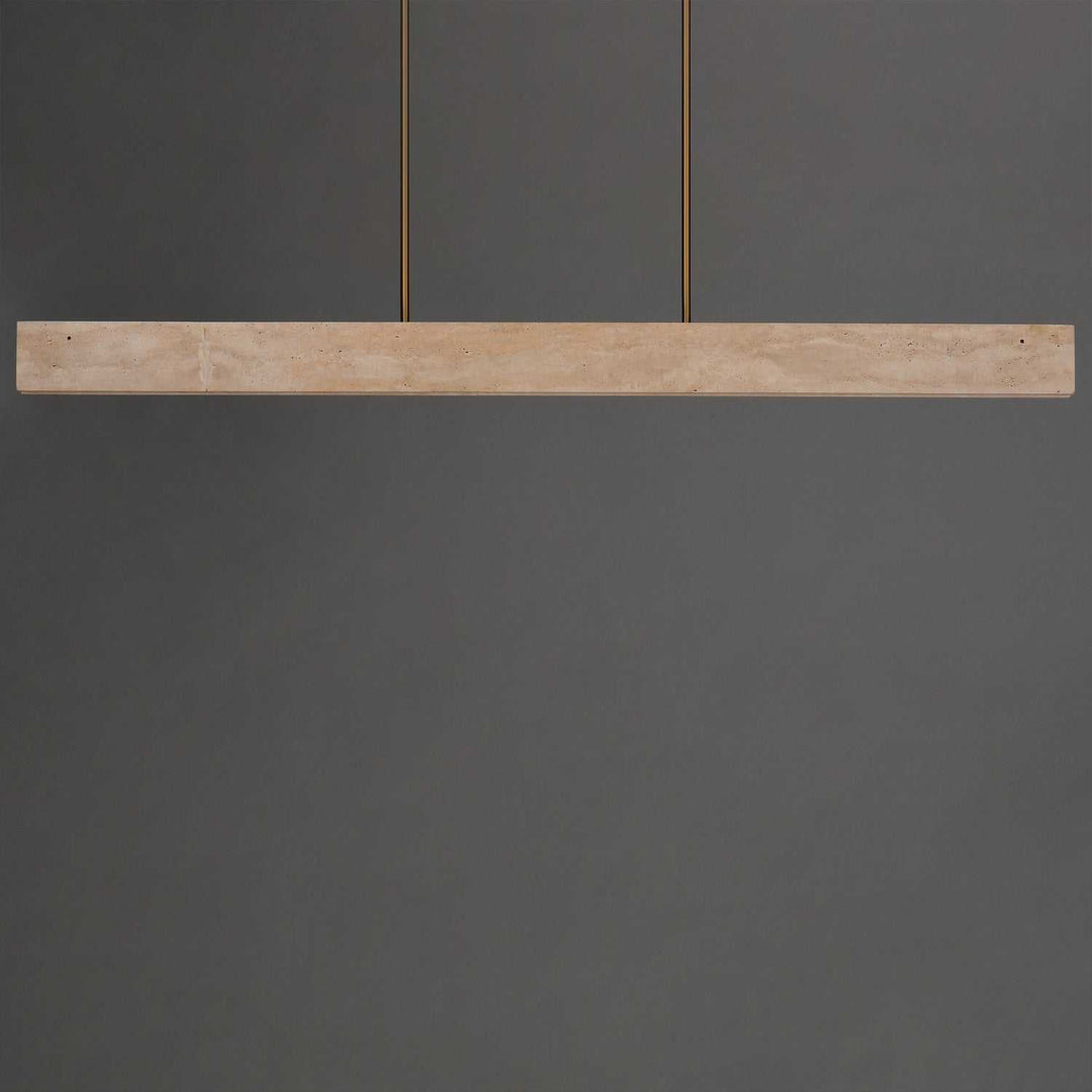 Lintel LED Linear Pendant in Travertine / Natural Aged Brass ET2