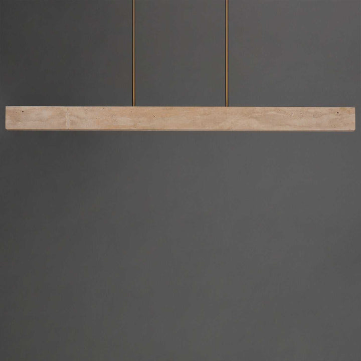 Lintel LED Linear Pendant in Travertine / Natural Aged Brass ET2