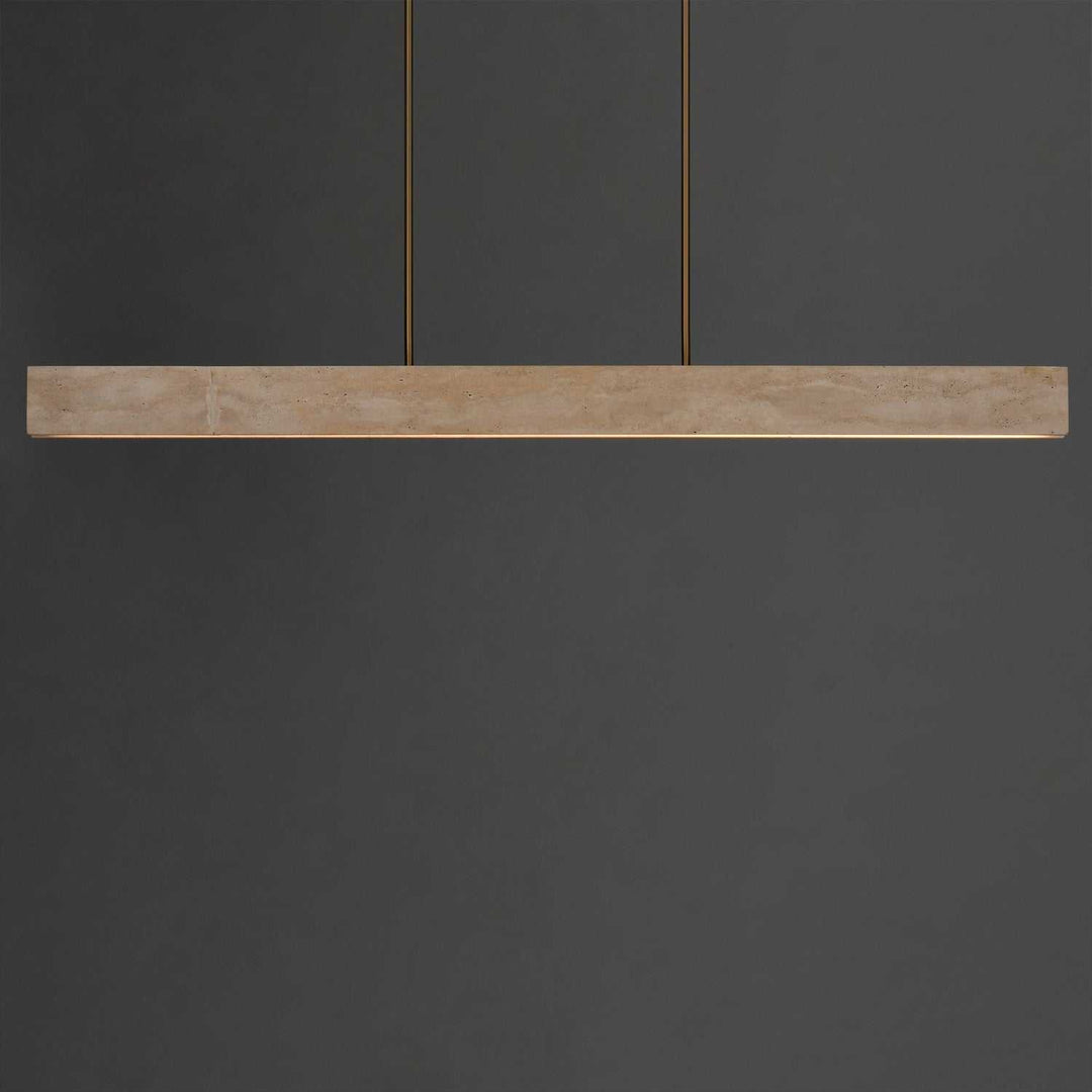 Lintel LED Linear Pendant in Travertine / Natural Aged Brass ET2