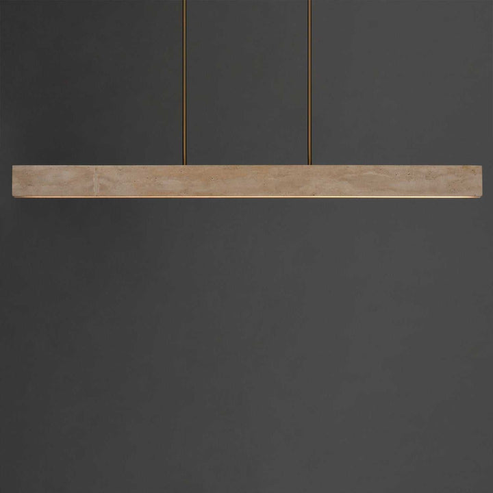 Lintel LED Linear Pendant in Travertine / Natural Aged Brass ET2