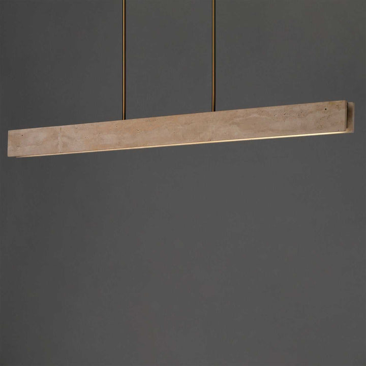 Lintel LED Linear Pendant in Travertine / Natural Aged Brass ET2