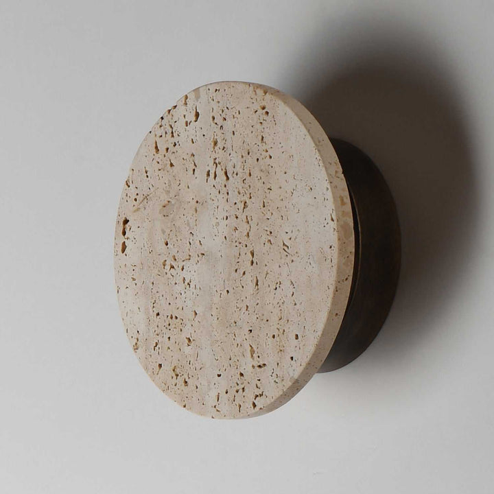 ET2 - E14351-TVANB - LED Wall Sconce - Discus - Travertine / Antique Bronze