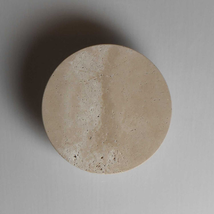 ET2 - E14352-TVANB - LED Wall Sconce - Discus - Travertine / Antique Bronze