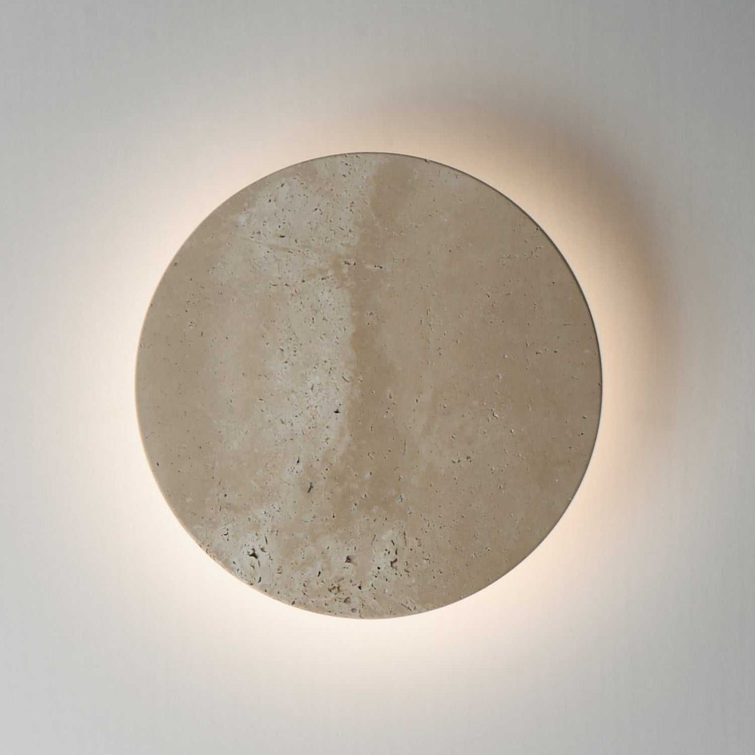 ET2 - E14352-TVANB - LED Wall Sconce - Discus - Travertine / Antique Bronze