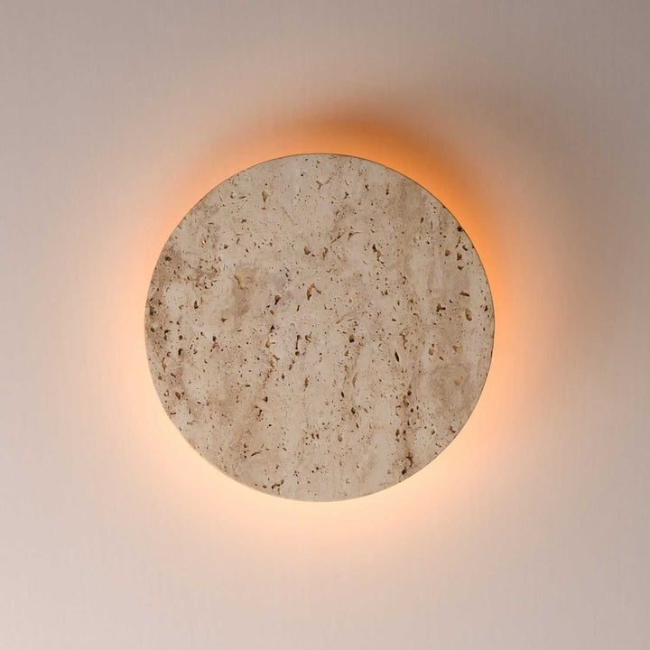ET2 - E14353-TVANB - LED Wall Sconce - Discus - Travertine / Antique Bronze